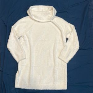 Lou & Grey for Loft ivory fuzzy turtleneck tunic dress. Sz XL. New without tags